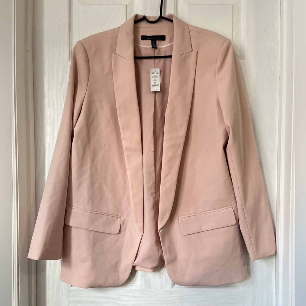 White House Black Market Rose Pink Relaxed Open Blazer Size 14